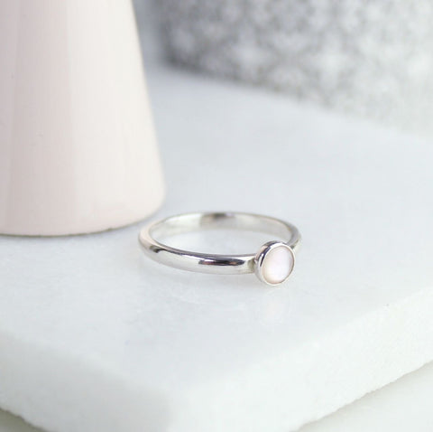 Pink Mother of Pearl Gemstone Ring