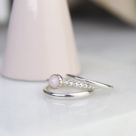 Pink Opal Stacking Ring Set