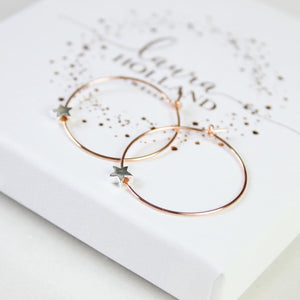 Star Hoop Earrings - Rose Gold