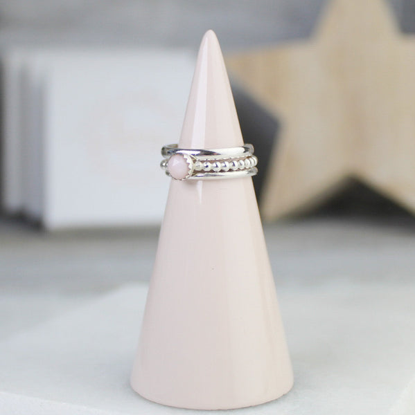 Pink Opal Stacking Ring Set