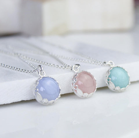 Floral Amazonite Gemstone Necklace