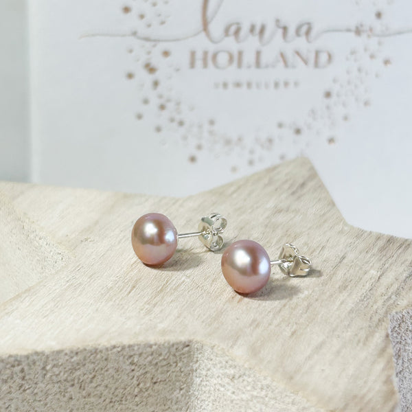 Rose Pink Pearl Studs
