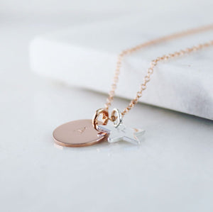 Midi Disc & Star Necklace - Rose Gold
