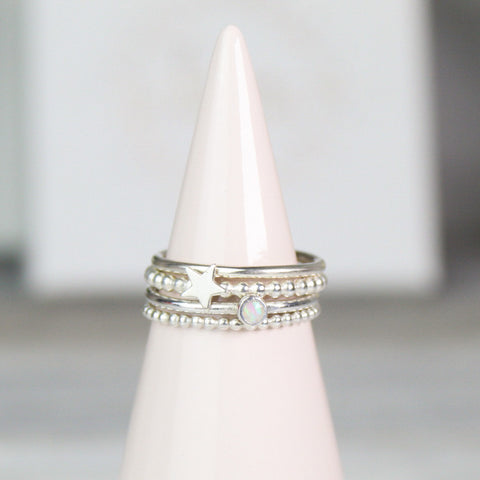 Star & Opal Stacking Ring Set