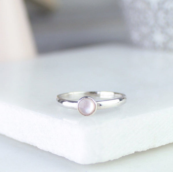 Pink Mother of Pearl Gemstone Ring