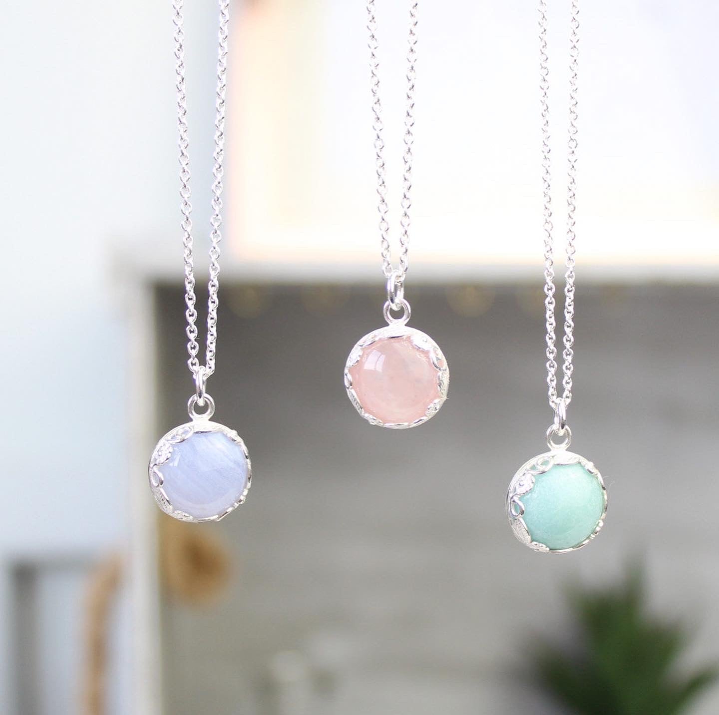 Floral Rose Quartz Gemstone Necklace