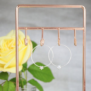 Star Hoop Earrings - Silver