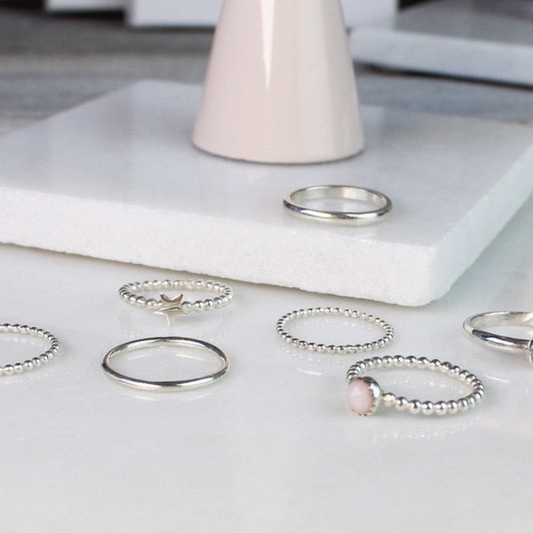 Pink Opal Stacking Ring Set