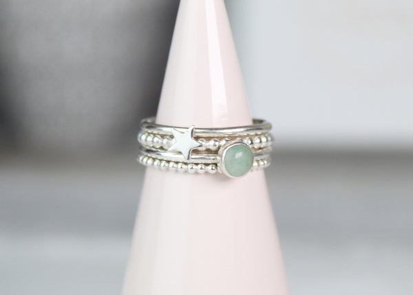 Star & Aventurine Stacking Ring Set