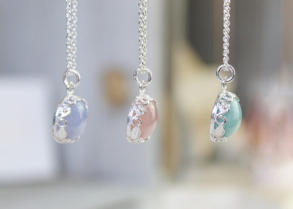 Floral Rose Quartz Gemstone Necklace