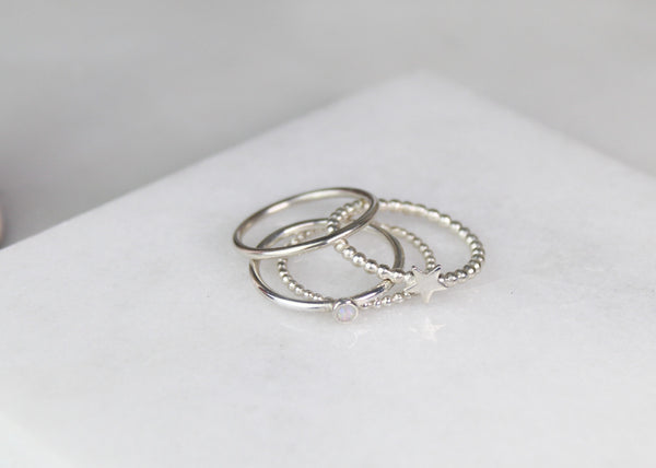 Star & Opal Stacking Ring Set
