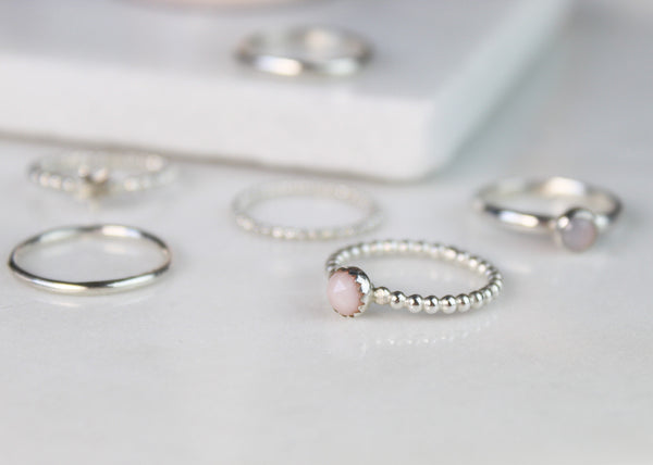 Pink Opal Stacking Ring Set