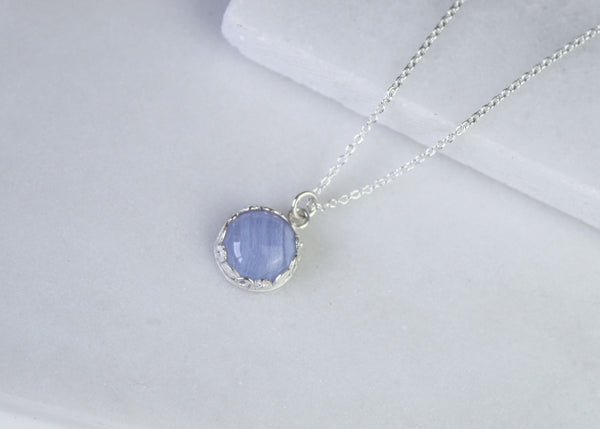 Floral Blue Lace Agate Gemstone Necklace