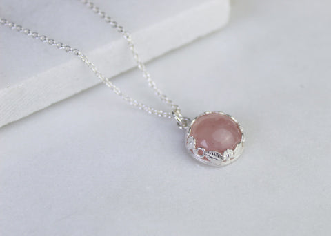 Floral Rose Quartz Gemstone Necklace