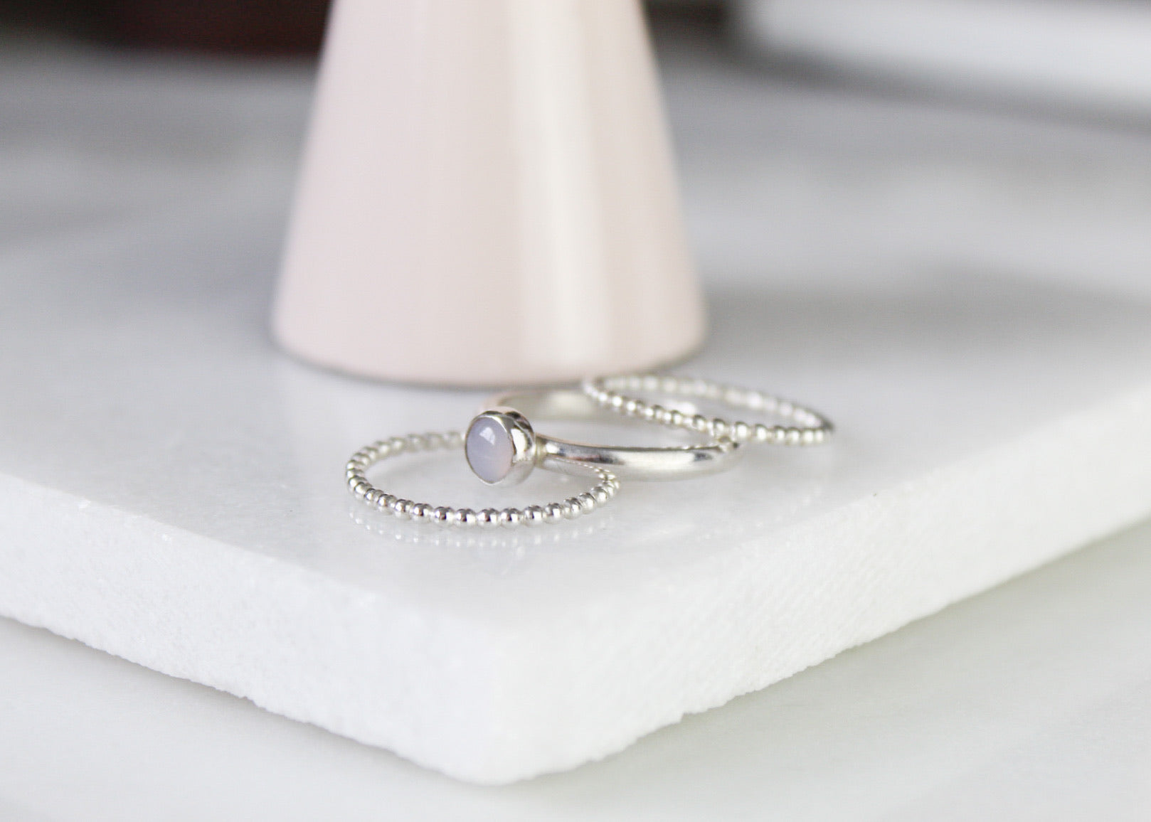 Blue Chalcedony Stacking Ring Set
