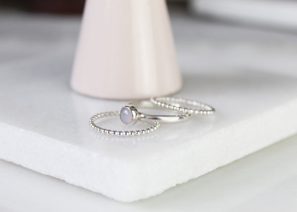 Blue Chalcedony Stacking Ring Set