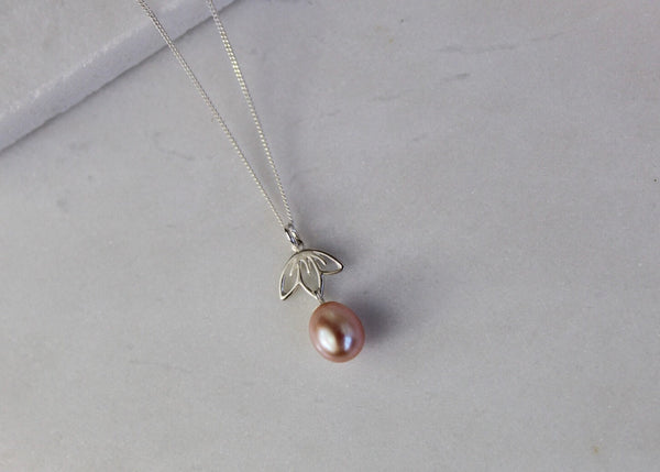 Lotus Flower & Pearl Necklace