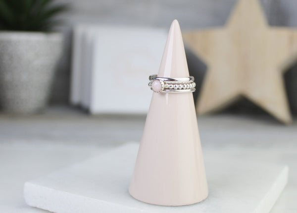 Pink Opal Stacking Ring Set