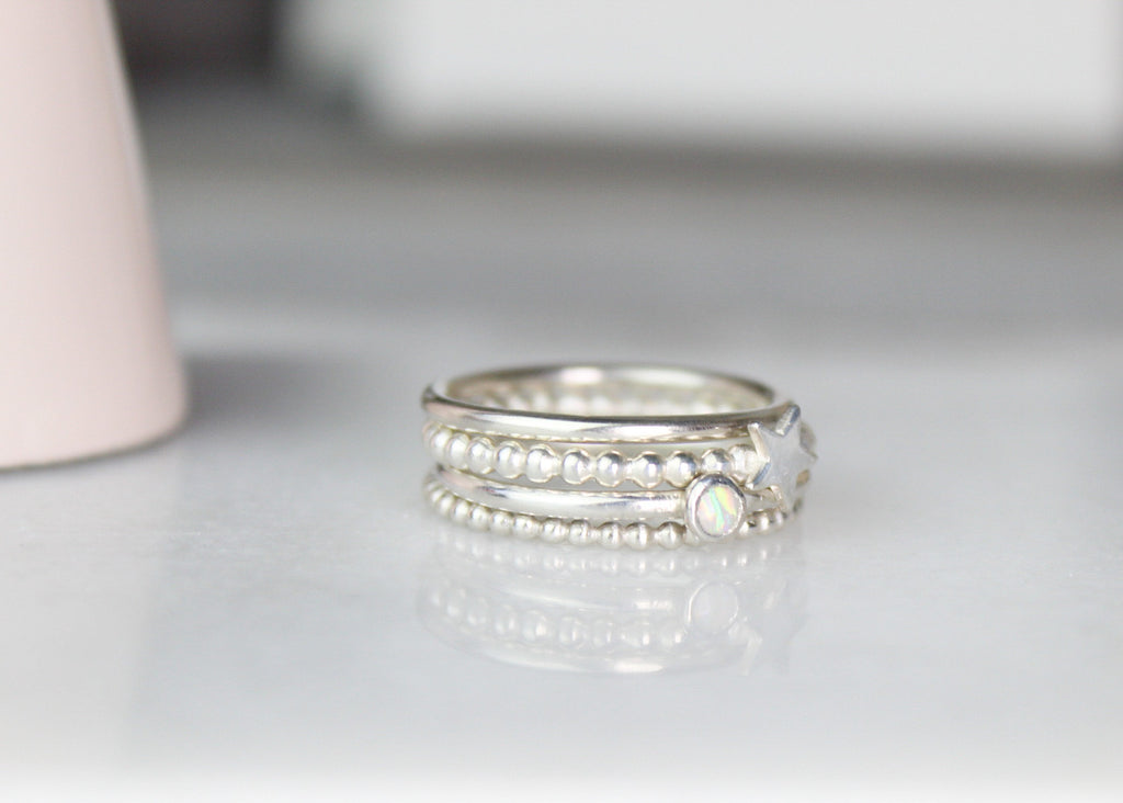 Opal stacking ring set sale