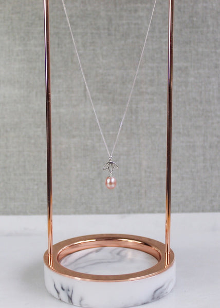 Lotus Flower & Pearl Necklace