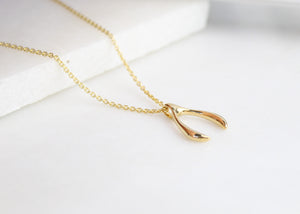 Gold Wishbone Necklace