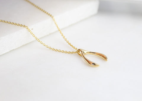 Gold Wishbone Necklace