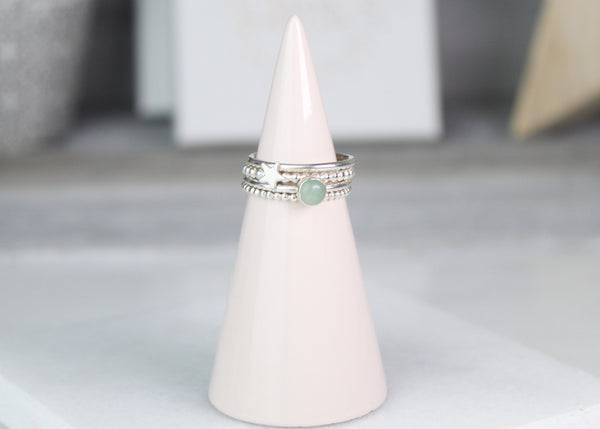 Star & Aventurine Stacking Ring Set