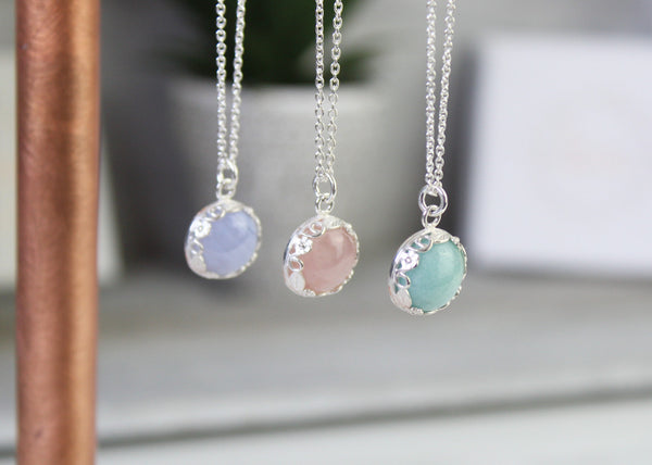 Floral Rose Quartz Gemstone Necklace