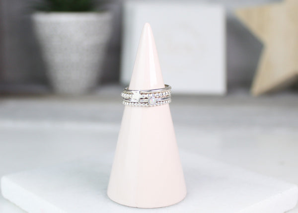 Star & Opal Stacking Ring Set