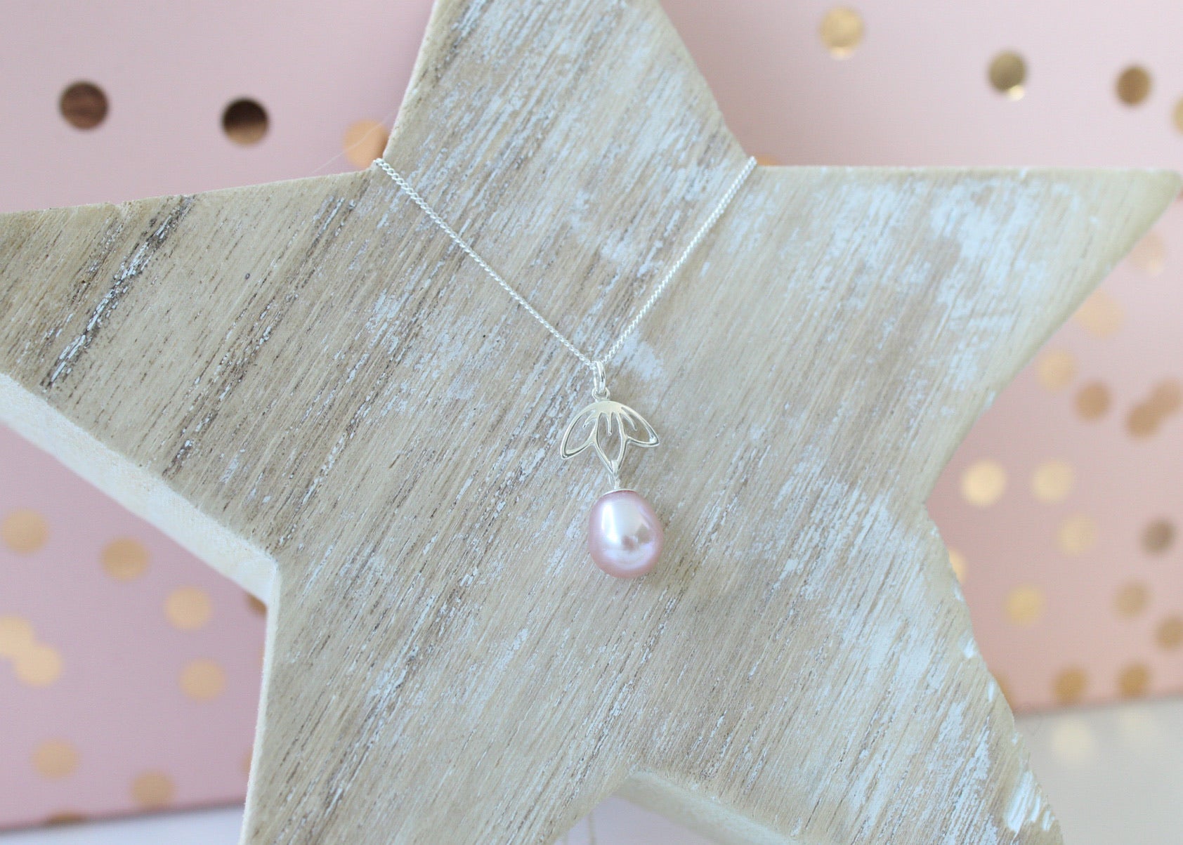 Lotus Flower & Pearl Necklace