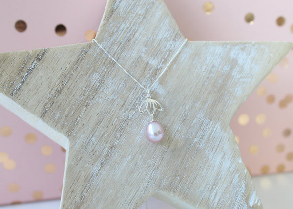 Lotus Flower & Pearl Necklace
