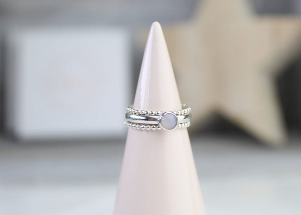 Blue Chalcedony Stacking Ring Set