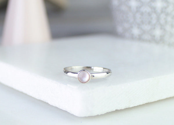 Pink Mother of Pearl Gemstone Ring