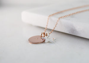 Midi Disc & Star Necklace - Rose Gold