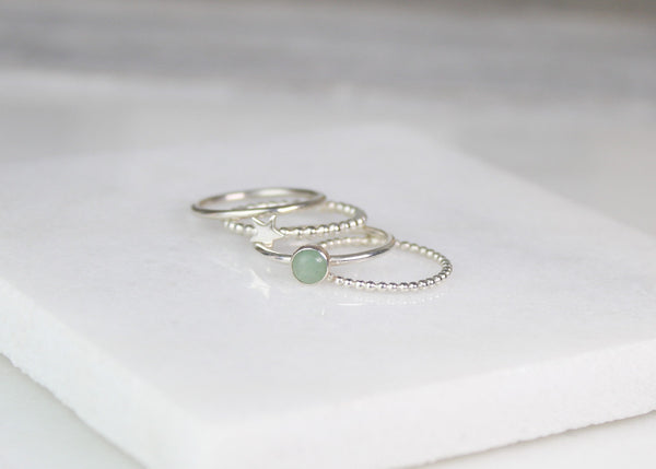 Star & Aventurine Stacking Ring Set