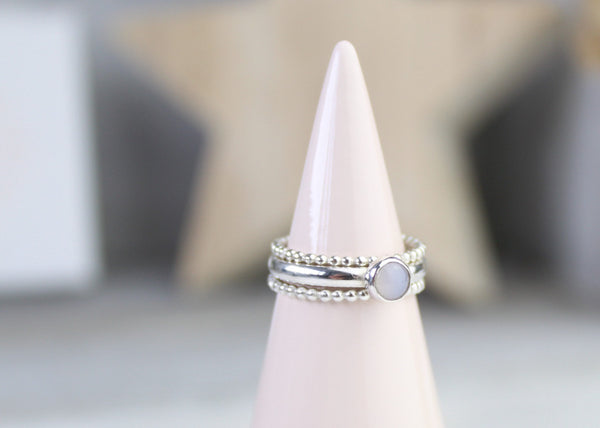 Blue Chalcedony Stacking Ring Set