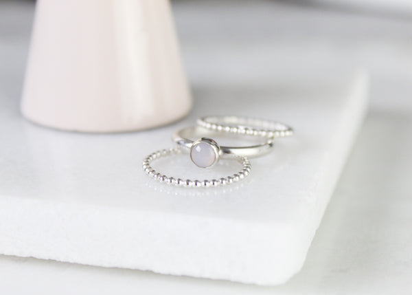 Blue Chalcedony Stacking Ring Set