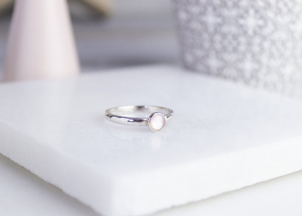 Pink Mother of Pearl Gemstone Ring