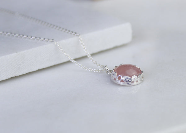 Floral Rose Quartz Gemstone Necklace