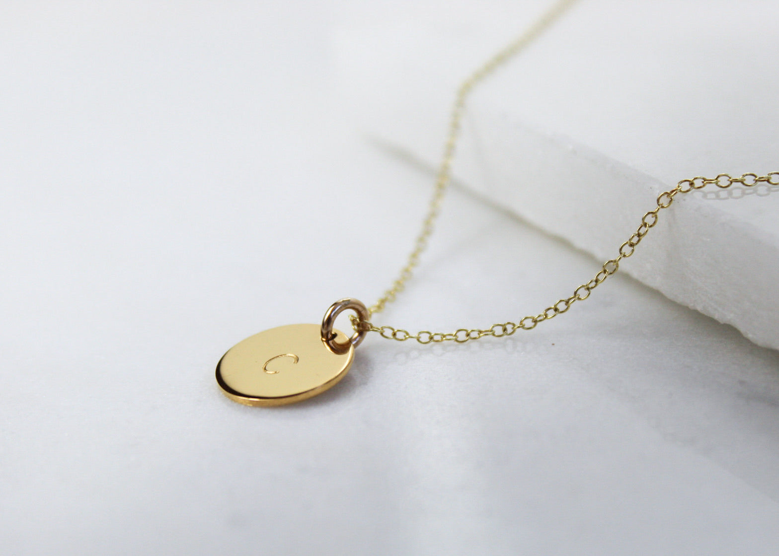 9ct Gold Disc Necklace in the UK Personalised by Silvery Jewellery