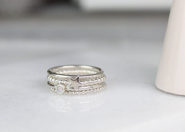 Star & Opal Stacking Ring Set